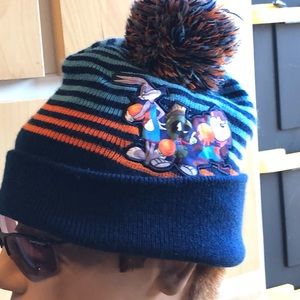 Space Jam Girl's Blue/Orange Knit  Beanie Winter Hats Size One